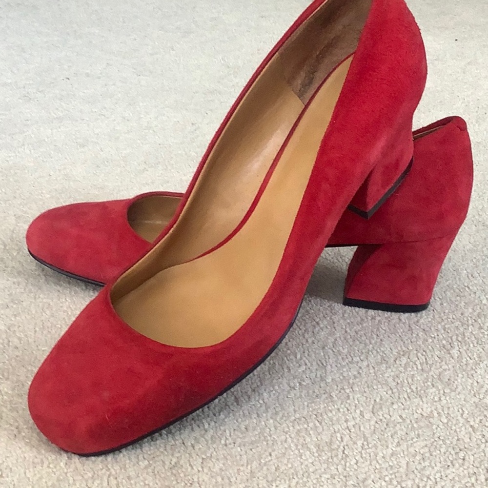 Nine West red suede heels
